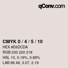 颜色代码: CMYK 0 / 4 / 5 / 10 | qconv.com