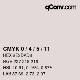 カラーコード: CMYK 0 / 4 / 5 / 11 | qconv.com