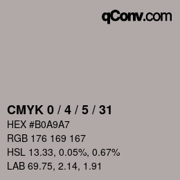 カラーコード: CMYK 0 / 4 / 5 / 31 | qconv.com