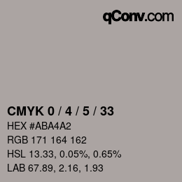 カラーコード: CMYK 0 / 4 / 5 / 33 | qconv.com