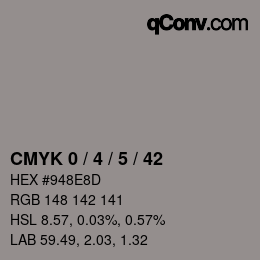 Farbcode: CMYK 0 / 4 / 5 / 42 | qconv.com