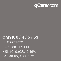 Color code: CMYK 0 / 4 / 5 / 53 | qconv.com