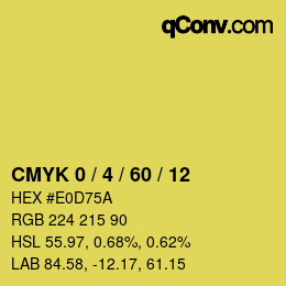 カラーコード: CMYK 0 / 4 / 60 / 12 | qconv.com