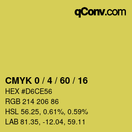 カラーコード: CMYK 0 / 4 / 60 / 16 | qconv.com