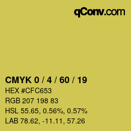 カラーコード: CMYK 0 / 4 / 60 / 19 | qconv.com