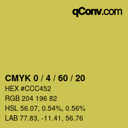 カラーコード: CMYK 0 / 4 / 60 / 20 | qconv.com