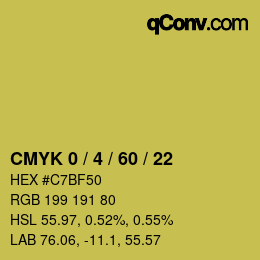 カラーコード: CMYK 0 / 4 / 60 / 22 | qconv.com