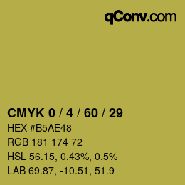 カラーコード: CMYK 0 / 4 / 60 / 29 | qconv.com