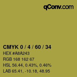カラーコード: CMYK 0 / 4 / 60 / 34 | qconv.com