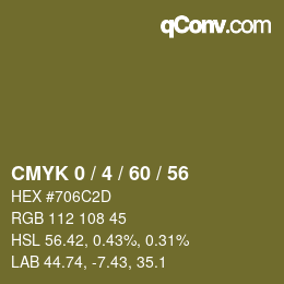 カラーコード: CMYK 0 / 4 / 60 / 56 | qconv.com