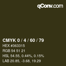 カラーコード: CMYK 0 / 4 / 60 / 79 | qconv.com