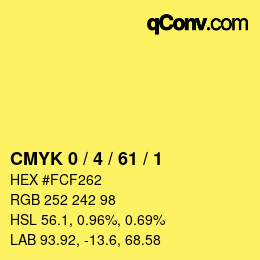 颜色代码: CMYK 0 / 4 / 61 / 1 | qconv.com