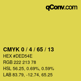 カラーコード: CMYK 0 / 4 / 65 / 13 | qconv.com