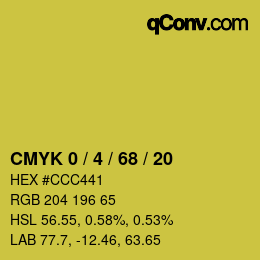 カラーコード: CMYK 0 / 4 / 68 / 20 | qconv.com