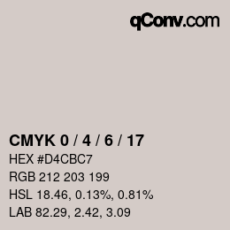 カラーコード: CMYK 0 / 4 / 6 / 17 | qconv.com