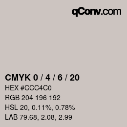 カラーコード: CMYK 0 / 4 / 6 / 20 | qconv.com