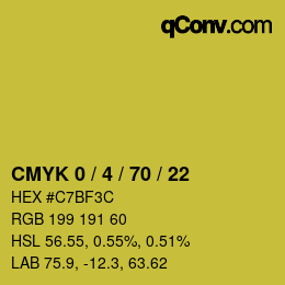 カラーコード: CMYK 0 / 4 / 70 / 22 | qconv.com