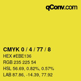 カラーコード: CMYK 0 / 4 / 77 / 8 | qconv.com