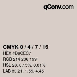 カラーコード: CMYK 0 / 4 / 7 / 16 | qconv.com