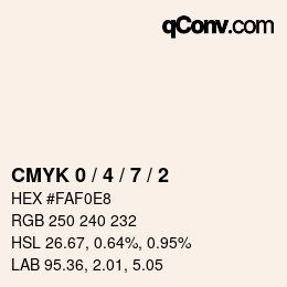 颜色代码: CMYK 0 / 4 / 7 / 2 | qconv.com
