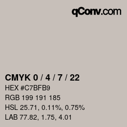 カラーコード: CMYK 0 / 4 / 7 / 22 | qconv.com