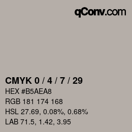 カラーコード: CMYK 0 / 4 / 7 / 29 | qconv.com