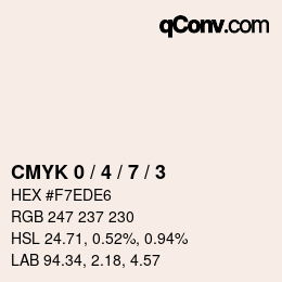 カラーコード: CMYK 0 / 4 / 7 / 3 | qconv.com