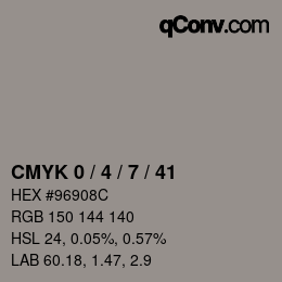 カラーコード: CMYK 0 / 4 / 7 / 41 | qconv.com