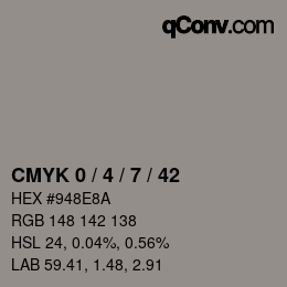 Farbcode: CMYK 0 / 4 / 7 / 42 | qconv.com