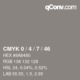 颜色代码: CMYK 0 / 4 / 7 / 46 | qconv.com