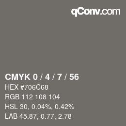 Color code: CMYK 0 / 4 / 7 / 56 | qconv.com