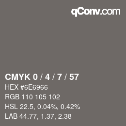 カラーコード: CMYK 0 / 4 / 7 / 57 | qconv.com