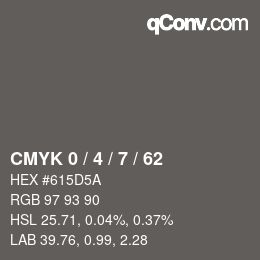 カラーコード: CMYK 0 / 4 / 7 / 62 | qconv.com