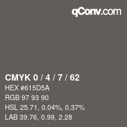 カラーコード: CMYK 0 / 4 / 7 / 62 | qconv.com