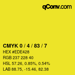 カラーコード: CMYK 0 / 4 / 83 / 7 | qconv.com