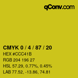 颜色代码: CMYK 0 / 4 / 87 / 20 | qconv.com