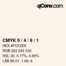 カラーコード: CMYK 0 / 4 / 8 / 1 | qconv.com