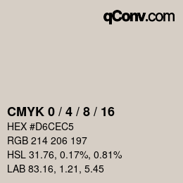 カラーコード: CMYK 0 / 4 / 8 / 16 | qconv.com