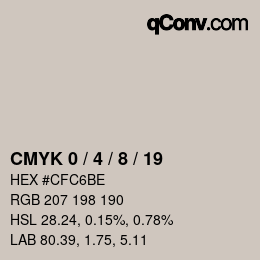 カラーコード: CMYK 0 / 4 / 8 / 19 | qconv.com