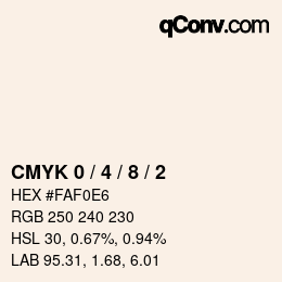 カラーコード: CMYK 0 / 4 / 8 / 2 | qconv.com