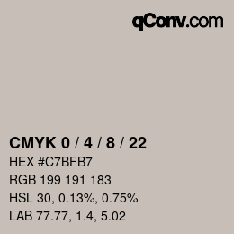 カラーコード: CMYK 0 / 4 / 8 / 22 | qconv.com