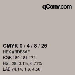 カラーコード: CMYK 0 / 4 / 8 / 26 | qconv.com
