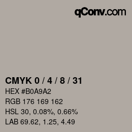 カラーコード: CMYK 0 / 4 / 8 / 31 | qconv.com