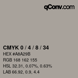 カラーコード: CMYK 0 / 4 / 8 / 34 | qconv.com