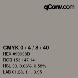 カラーコード: CMYK 0 / 4 / 8 / 40 | qconv.com