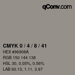 颜色代码: CMYK 0 / 4 / 8 / 41 | qconv.com