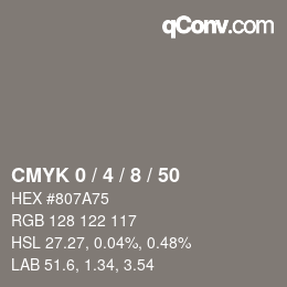 颜色代码: CMYK 0 / 4 / 8 / 50 | qconv.com