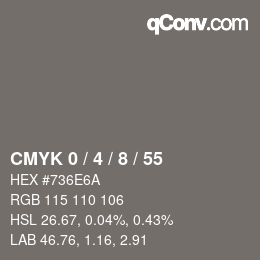 颜色代码: CMYK 0 / 4 / 8 / 55 | qconv.com