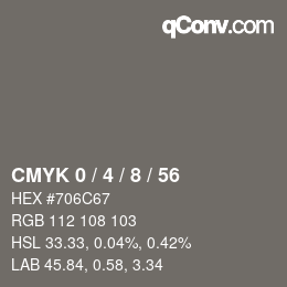 Farbcode: CMYK 0 / 4 / 8 / 56 | qconv.com