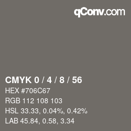 カラーコード: CMYK 0 / 4 / 8 / 56 | qconv.com